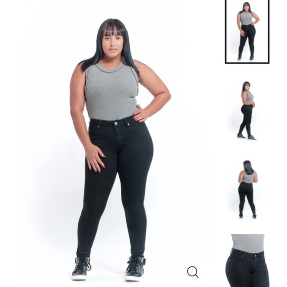 1822 Denim Denim - 1822 black silk denim skinny jeans